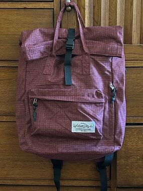Roll-Top Backpack in Burgundy - Casual Everyday Carry